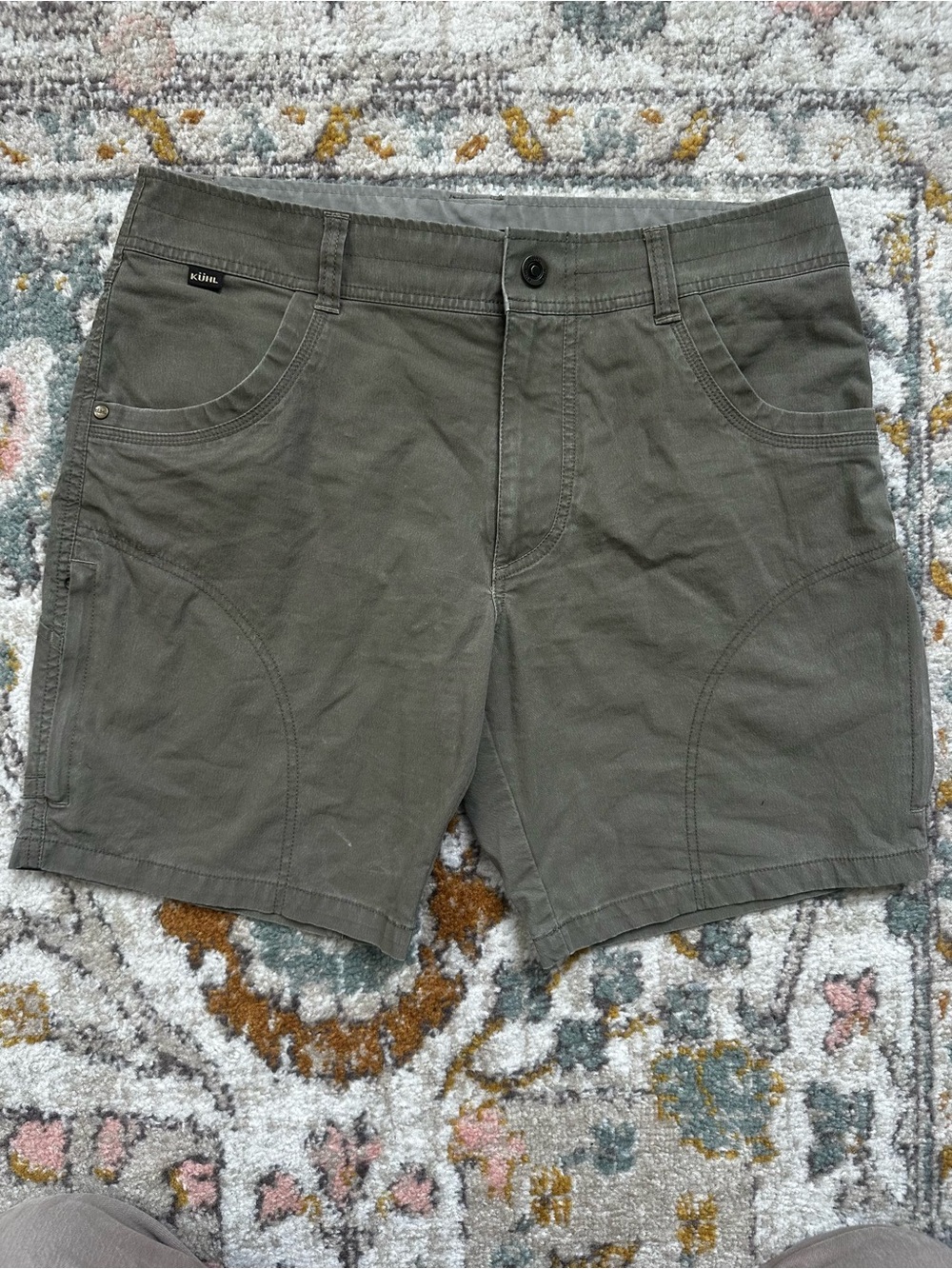 Kuhl Shorts Mens 33 Green Faded Ramblr Cargo Outdoor Hiking Gorpcore Stretch 9"
